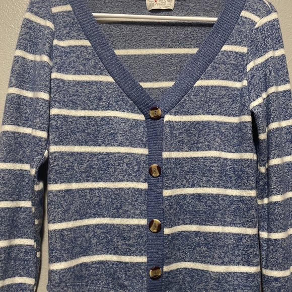 POOF APPAREL 50% cotton V neck faux button sweater - Picture 3 of 4